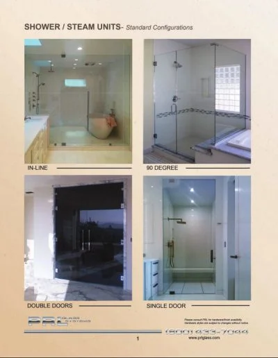 Shower/Steam Units - Standard Configurations