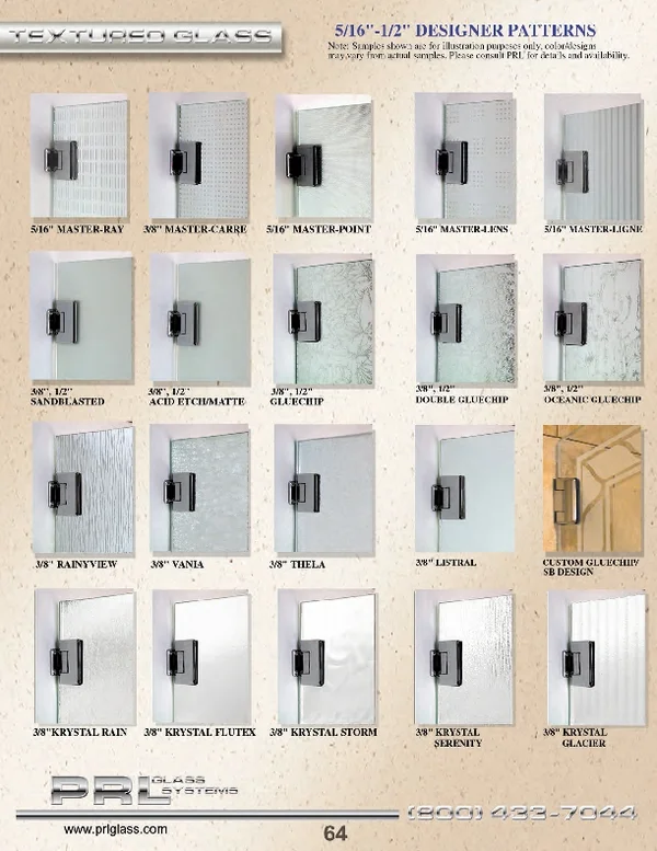 Many different Textured Glass patterns for you to choose from